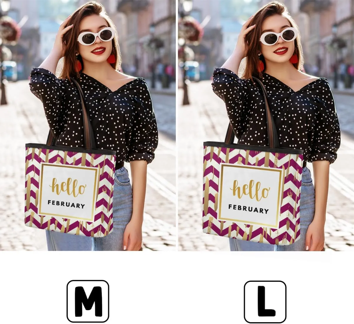 Hello February Spring Tote Bag Tote Purse for Women with Zipper Womens Handbags for Work Travel