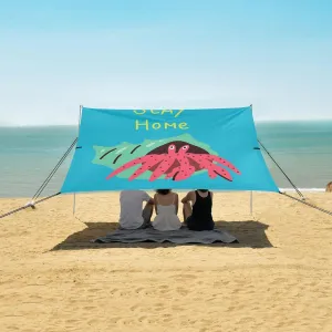 Hermit Crab Stay Home Beach Canopy Tent Anti-UV & Wind Resistant, Camping Sun Shelter Easy Setup Portable,Outdoor Shade Tents with Sandbags,Sand Shovels,Ground Pegs & Stability Poles