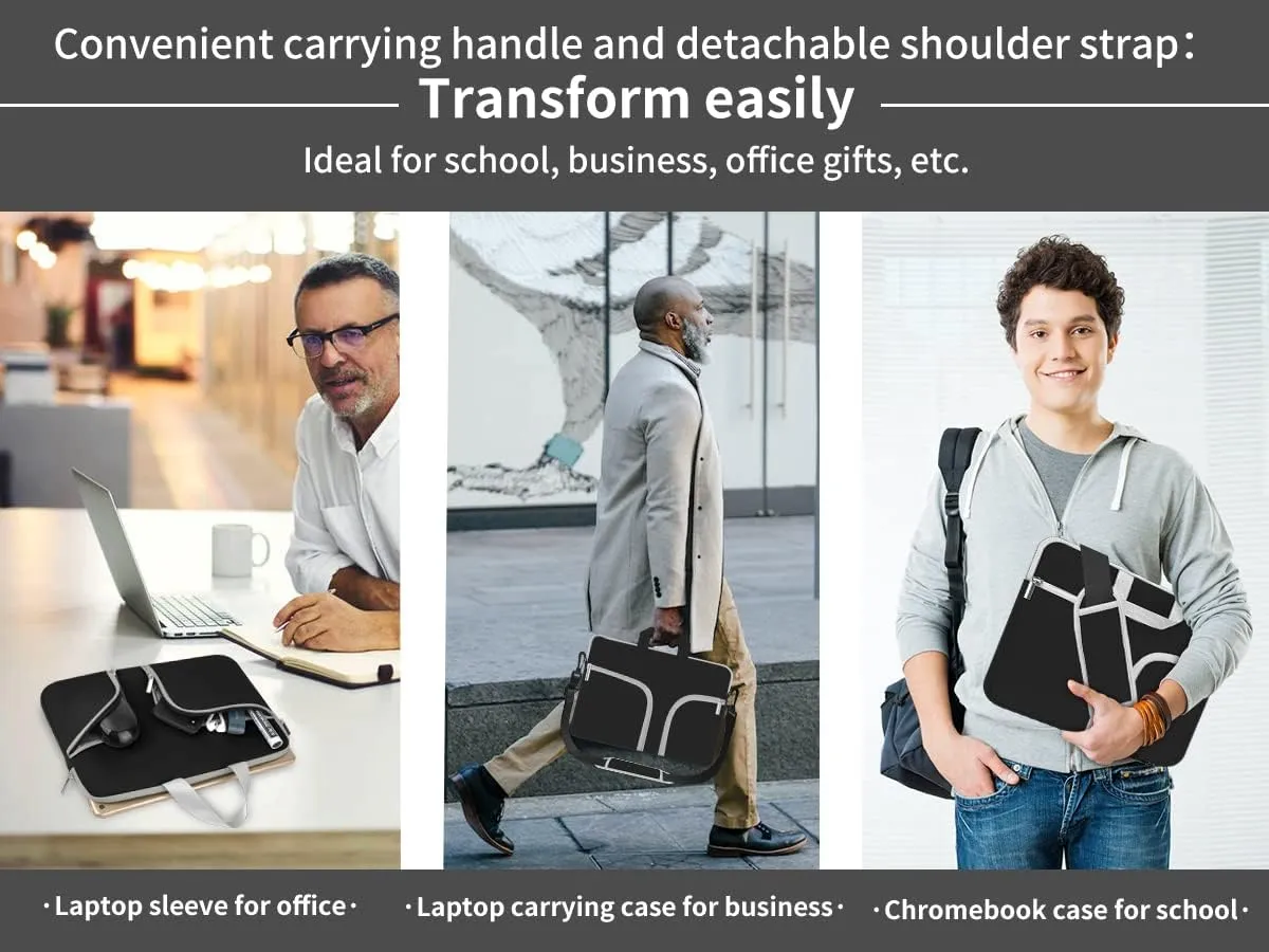 HESTECH Laptop Chromebook Case 14 inch,Ultrabook Notebook Shoulder Strap Handbag Sleeve Bag Compatible with 14-15.4" /15"-15.6" Dell HP Asus Acer Swift 3 Samsung Sony Computer