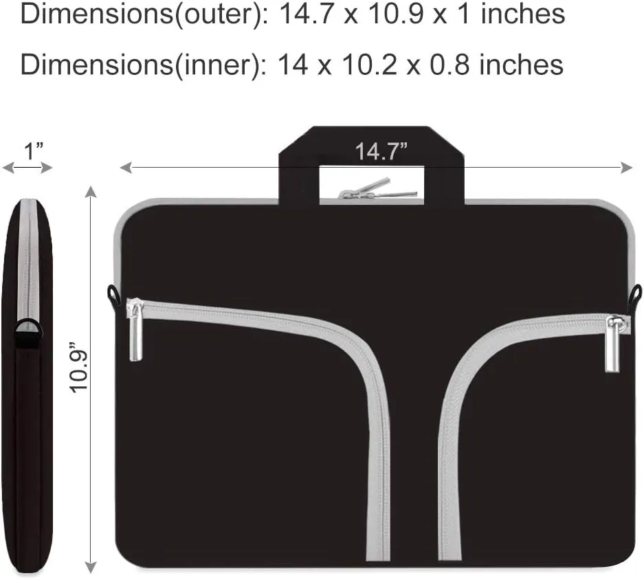 HESTECH Laptop Chromebook Case 14 inch,Ultrabook Notebook Shoulder Strap Handbag Sleeve Bag Compatible with 14-15.4" /15"-15.6" Dell HP Asus Acer Swift 3 Samsung Sony Computer