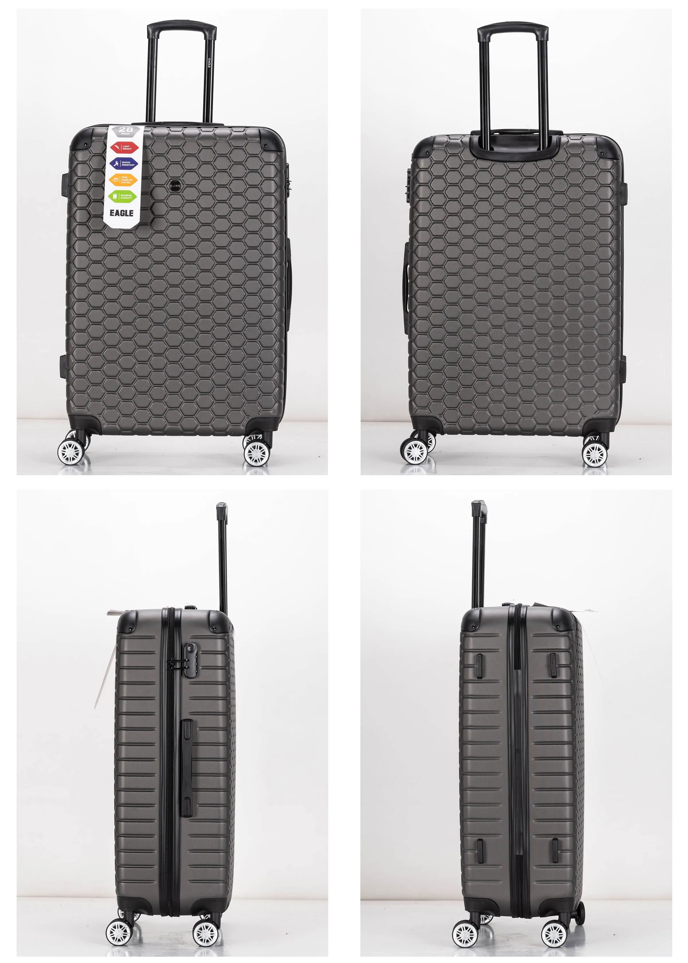 Hexagon ABS Hard Shell Suitcase Dark Grey