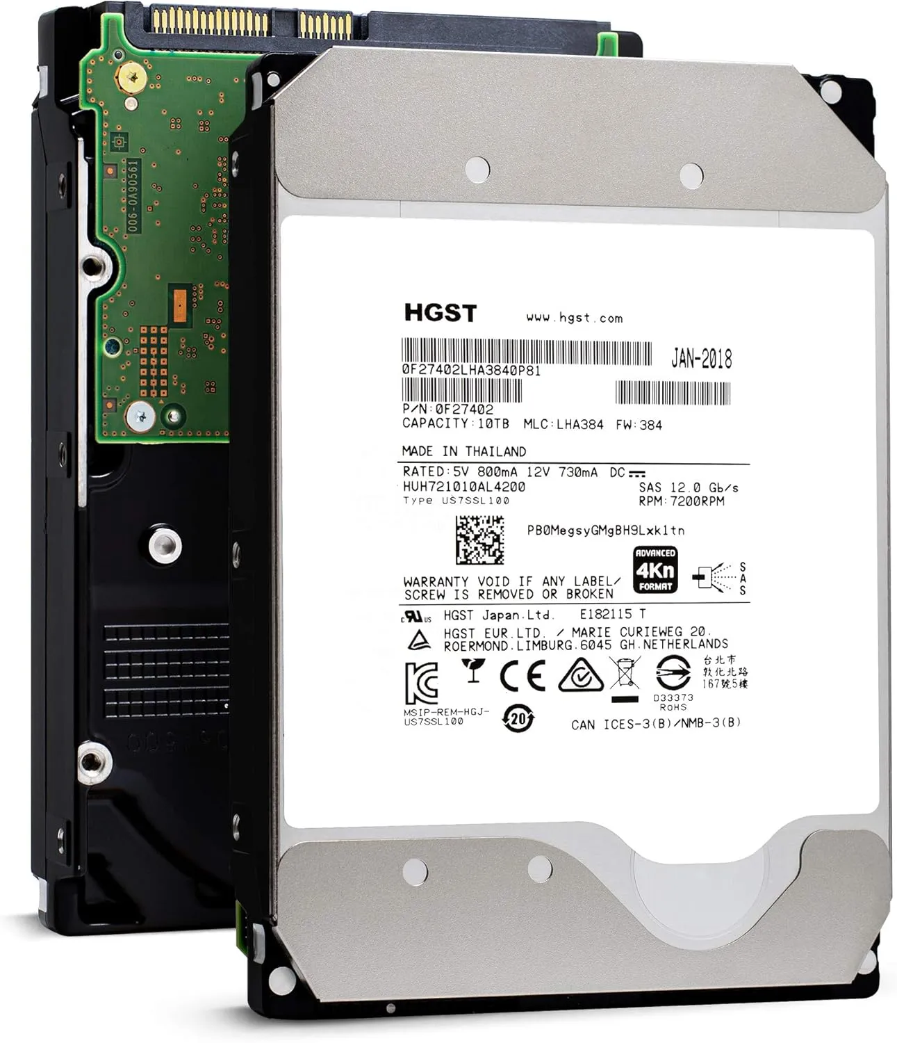 HGST Ultrastar He10 10TB 7200 RPM 4Kn SAS 12Gb/s 3.5" Enterprise Hard Drive - HUH721010AL4200 (0F27402) (Renewed)