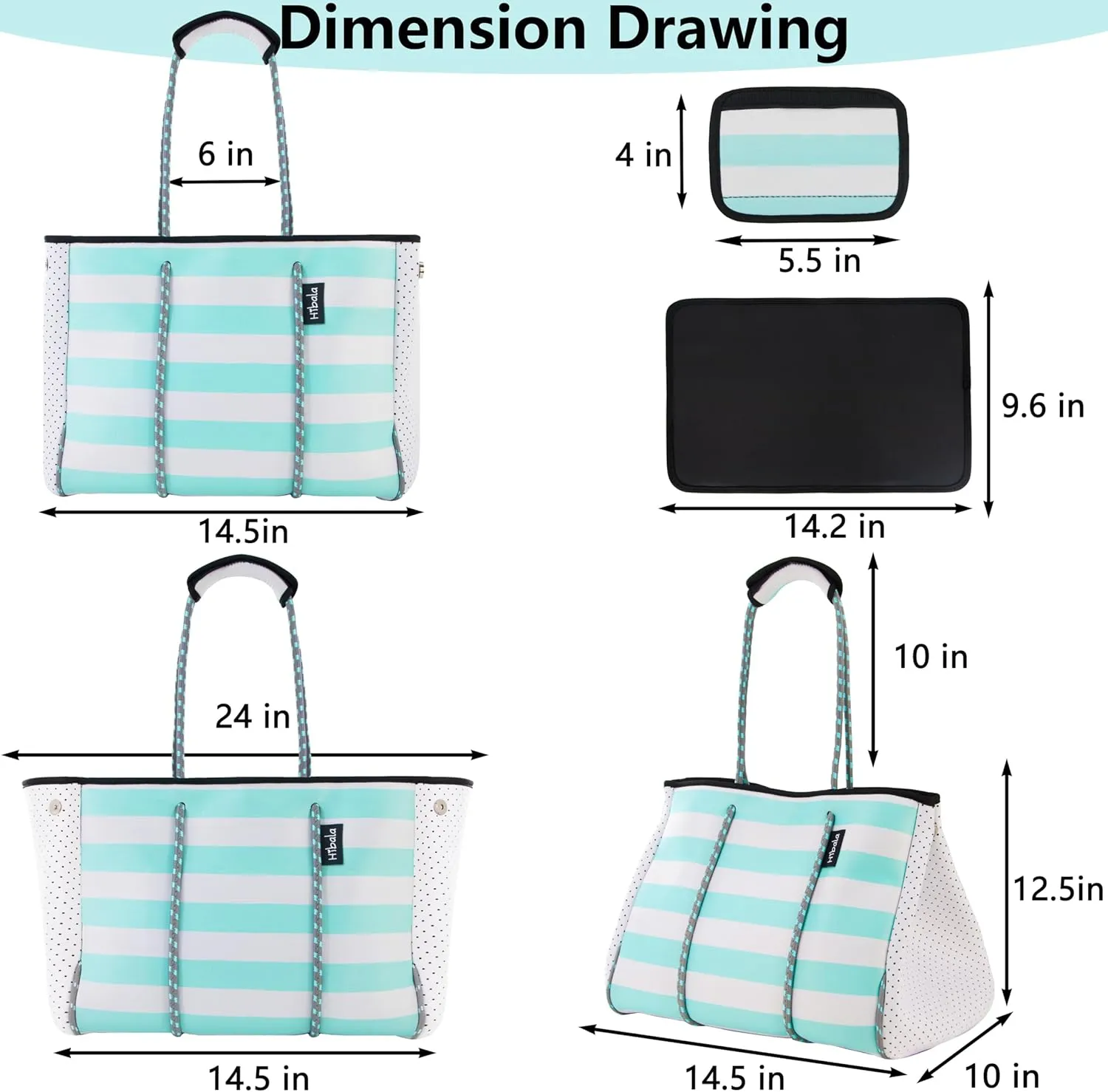 Hibala Neoprene Multipurpose Beach Bag,Gym/Travel/Pool Bag,Tote For Women&Men