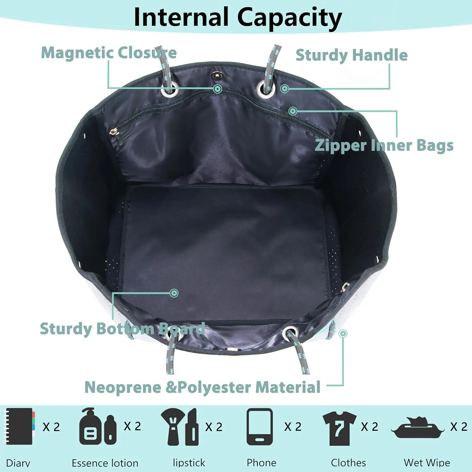 Hibala Neoprene Multipurpose Beach Bag,Gym/Travel/Pool Bag,Tote For Women&Men