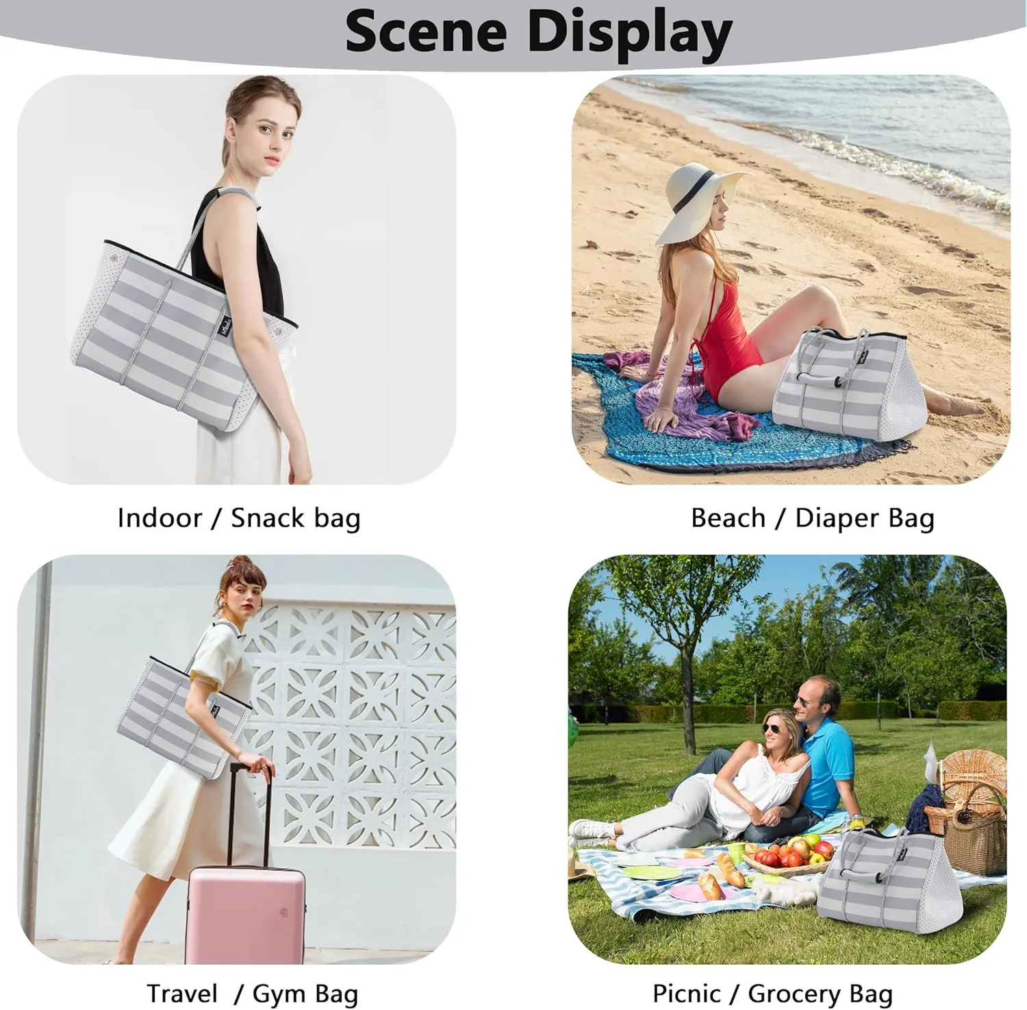 Hibala Neoprene Multipurpose Beach Bag,Gym/Travel/Pool Bag,Tote For Women&Men