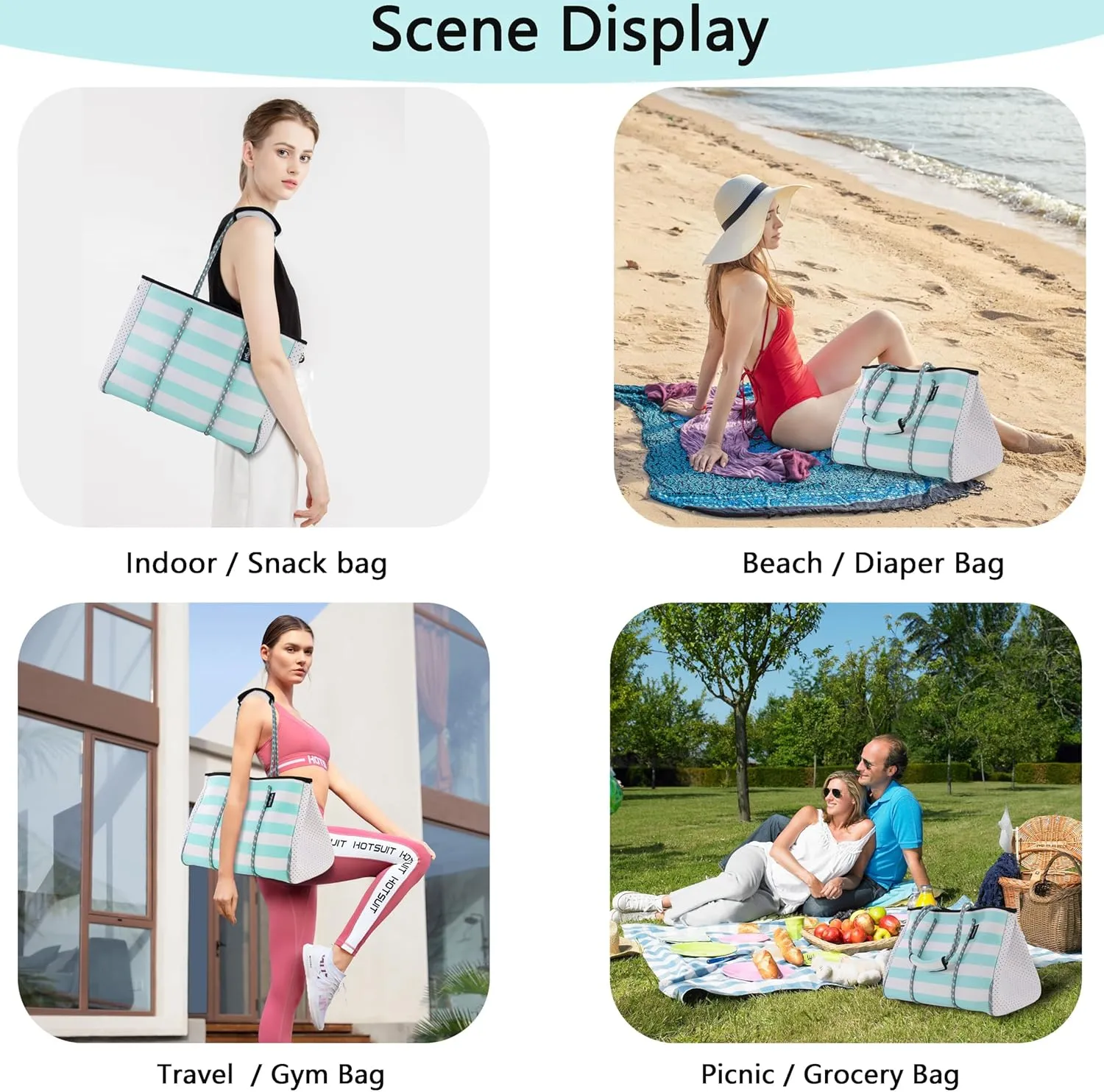 Hibala Neoprene Multipurpose Beach Bag,Gym/Travel/Pool Bag,Tote For Women&Men