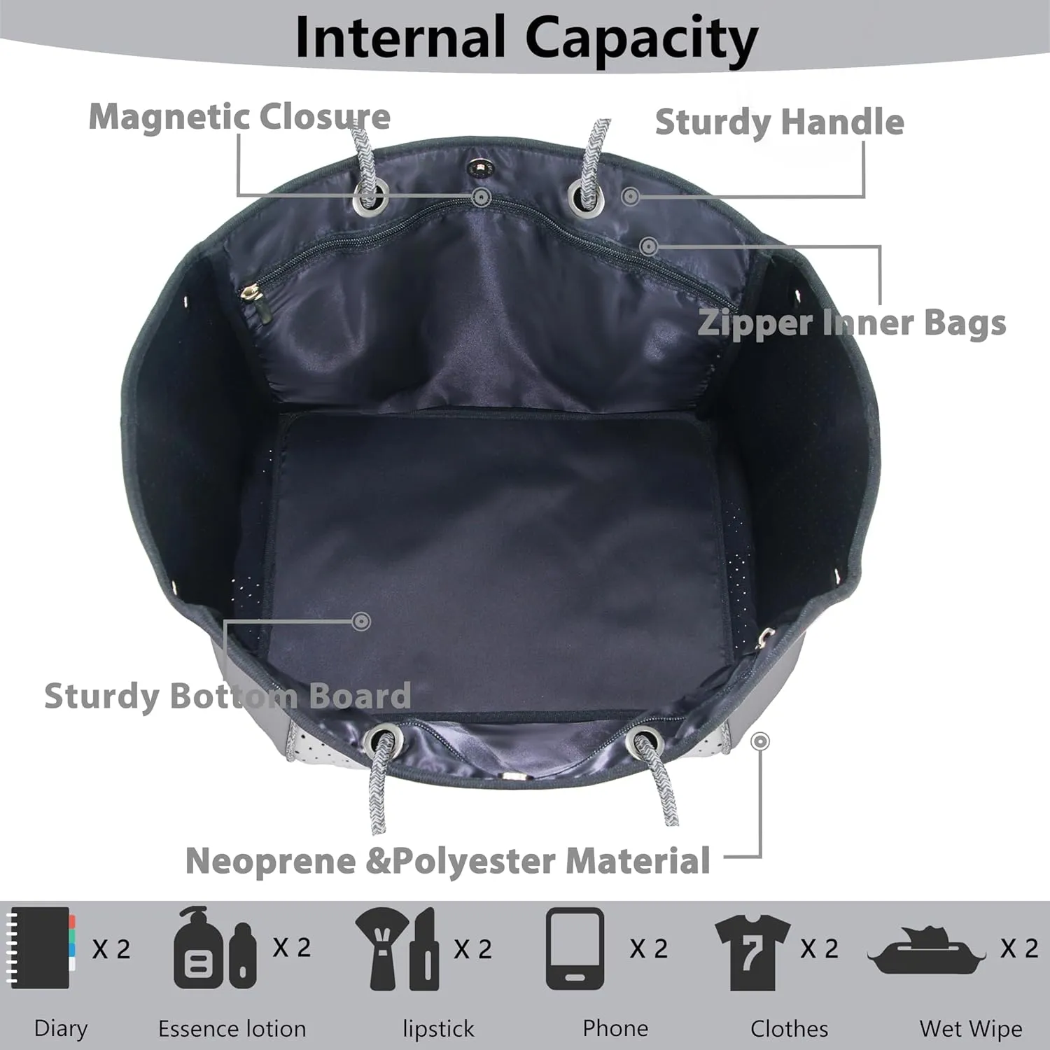Hibala Neoprene Multipurpose Beach Bag,Gym/Travel/Pool Bag,Tote For Women&Men
