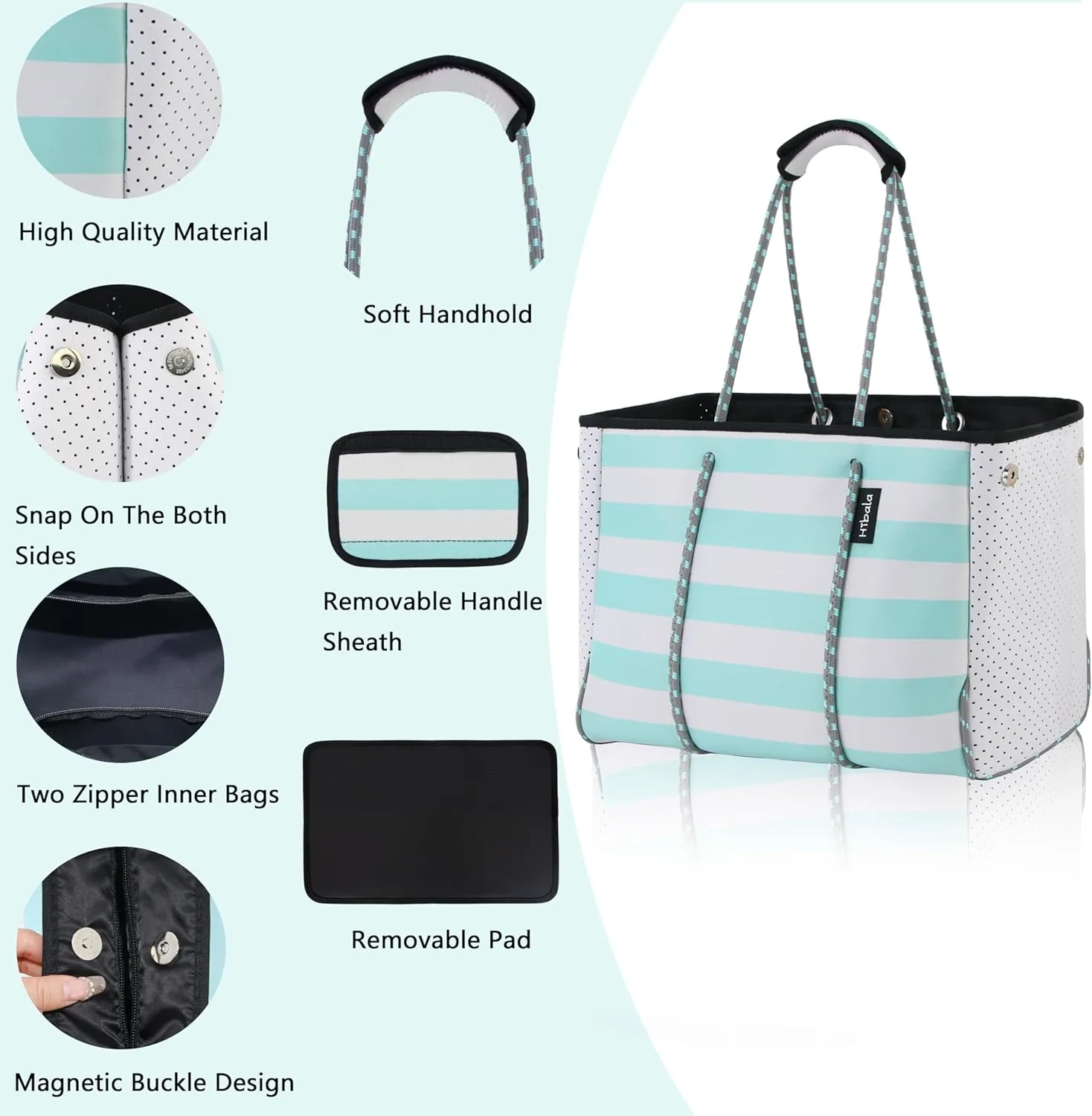 Hibala Neoprene Multipurpose Beach Bag,Gym/Travel/Pool Bag,Tote For Women&Men