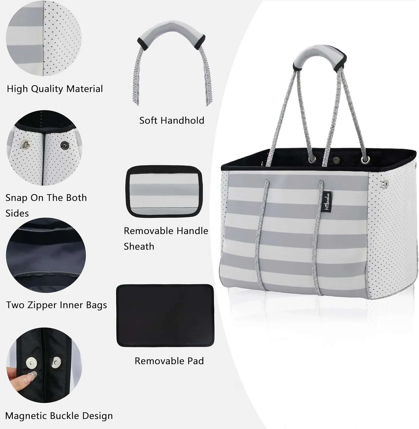 Hibala Neoprene Multipurpose Beach Bag,Gym/Travel/Pool Bag,Tote For Women&Men