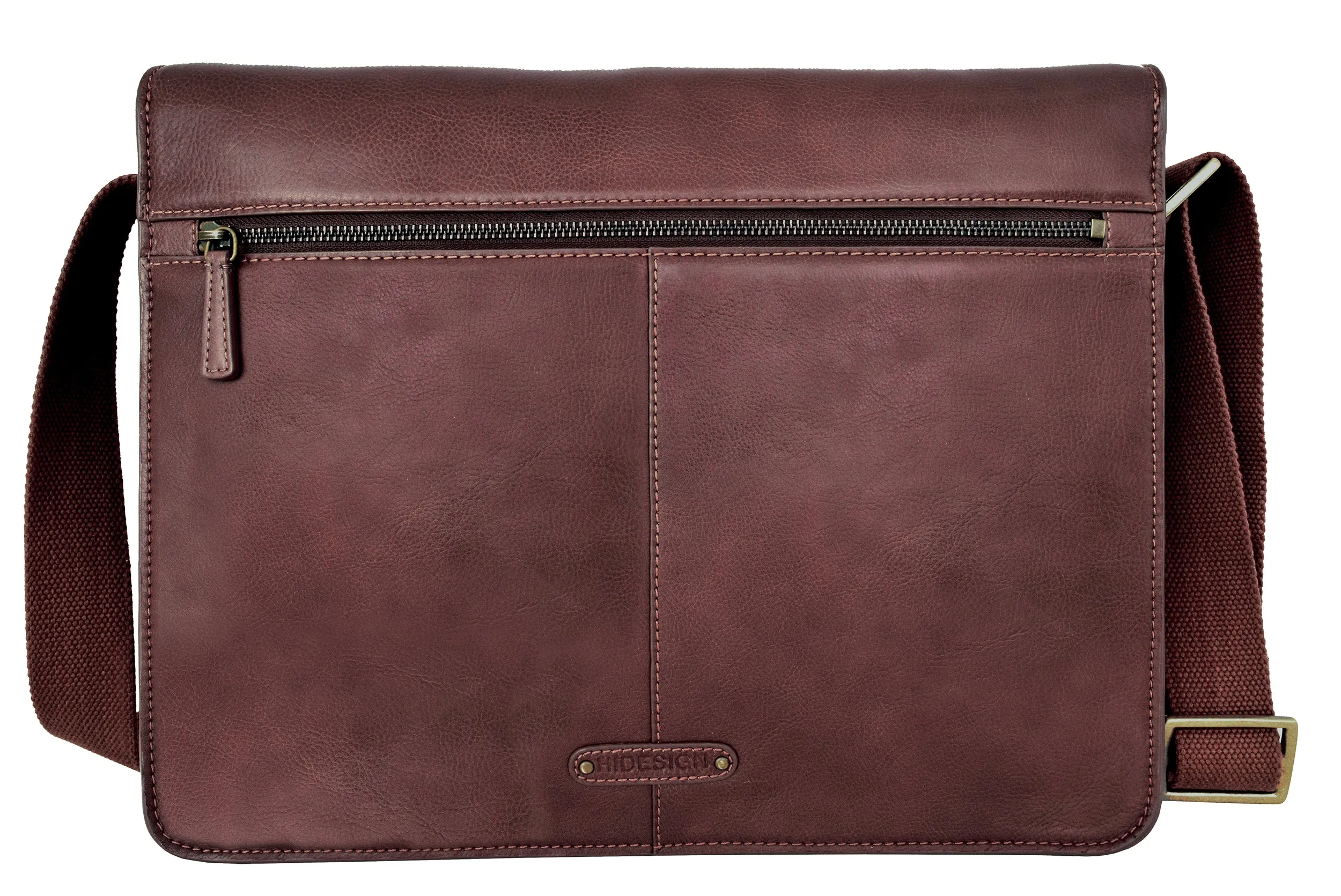 Hidesign Aiden Leather Business Laptop Messenger Cross Body Bag Brown