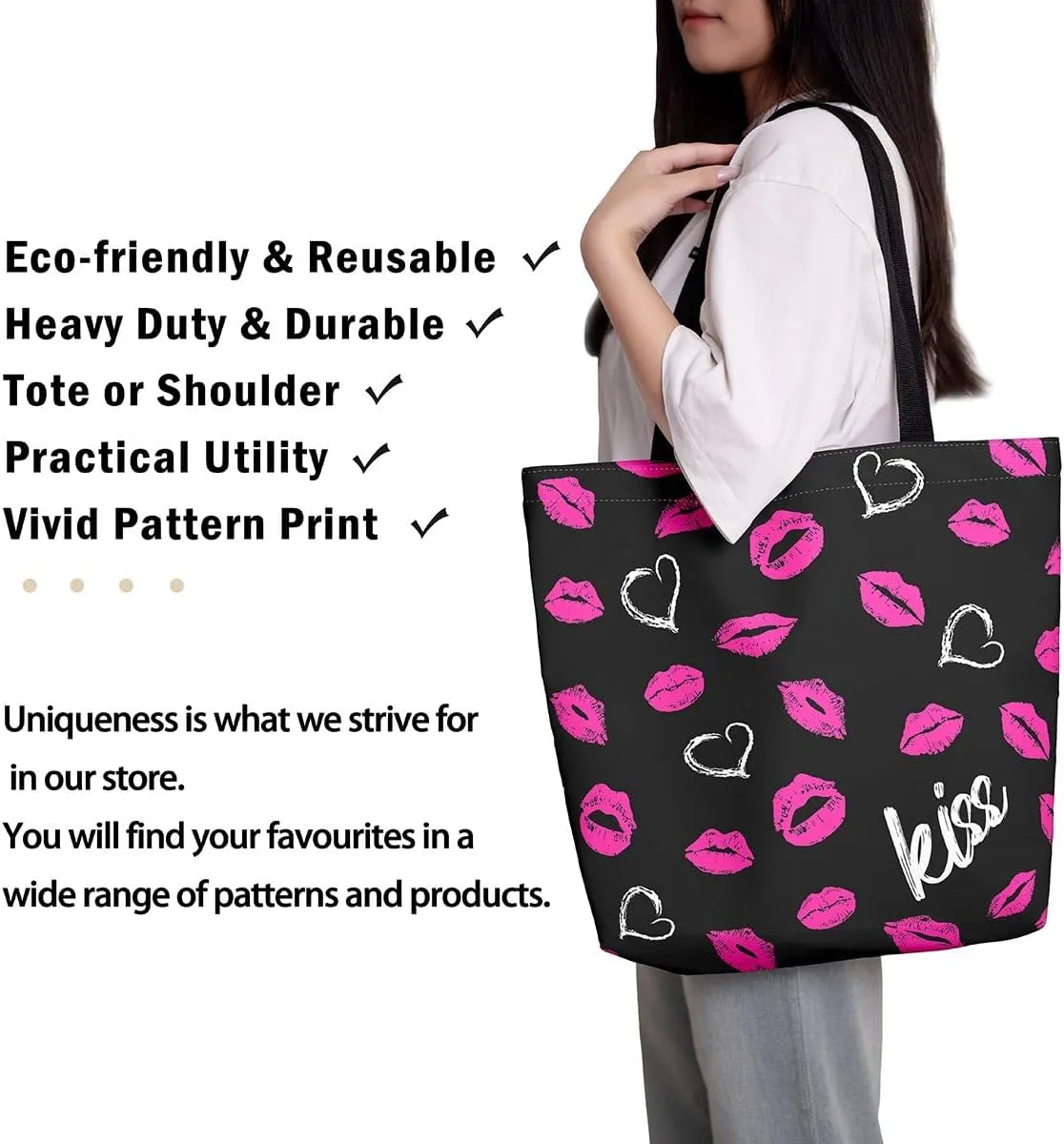 Highland Cow Canvas Tote Bag for Women,Cowboy Farm Animals Foldable Handbag