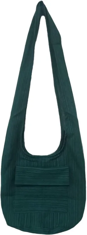 Hippie Bohemian Cross body Shoulder Bag, Slavic Cotton Fabric "Medium" Size ; The Green Garden