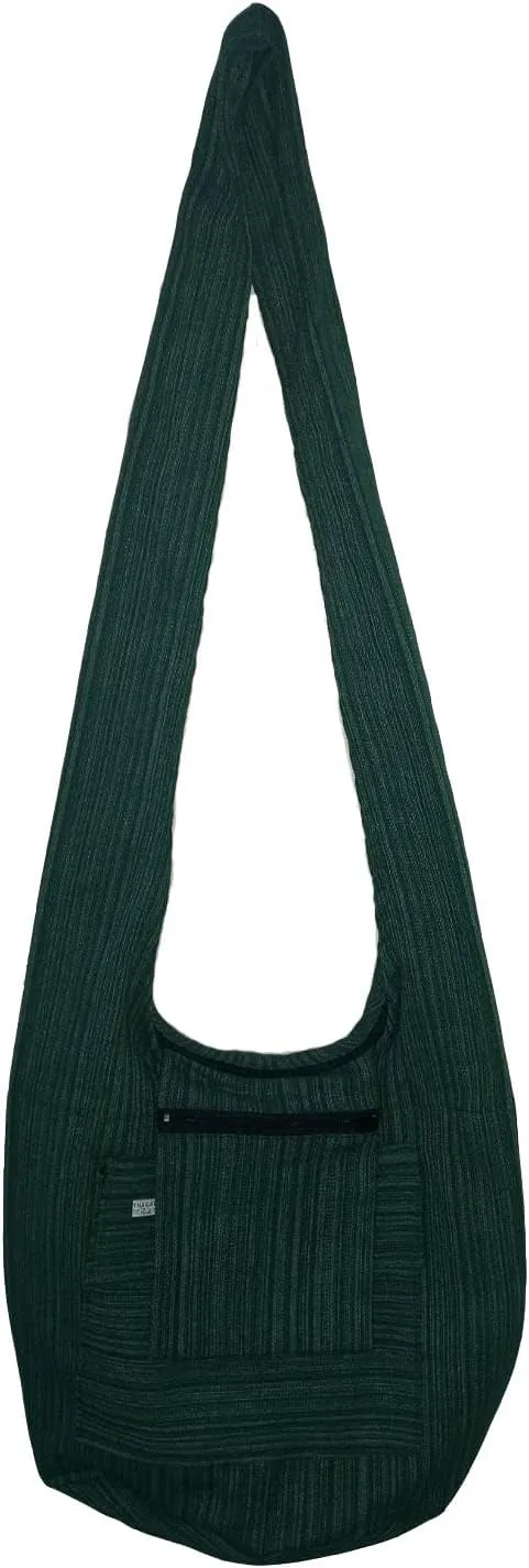 Hippie Bohemian Cross body Shoulder Bag, Slavic Cotton Fabric "Medium" Size ; The Green Garden