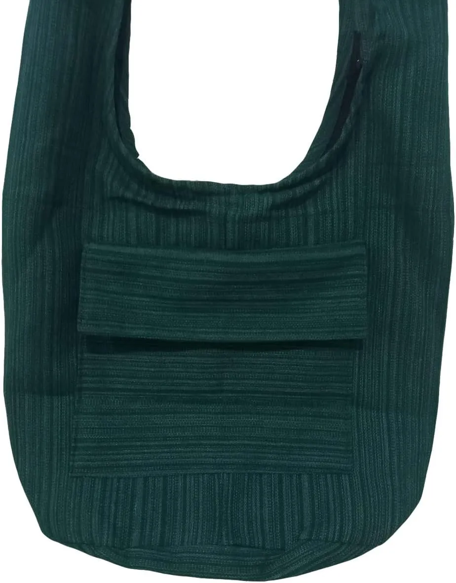 Hippie Bohemian Cross body Shoulder Bag, Slavic Cotton Fabric "Medium" Size ; The Green Garden