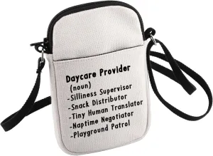 HOLLP Daycare Teacher Crossbody Bag Early Educators Gift Silliness Supervisor Snack Distributor Canvas Small Sling Bag