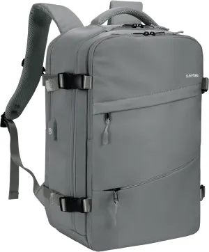 HOMIEE Carry On Bag, Large Travel Backpack Flight Approved Personal Item Bag, Waterproof Luggage Daypack Lightweight Weekender College Business Laptop Backpack, Grey