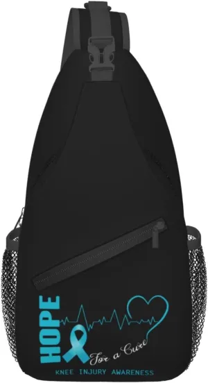 Hope For A Cure Knee Injury Awareness Crossbody Bags For Women Men Chest Backpack Gym Shoulder Bag Travel Outdoor Sports Casual Crossbody Bags
