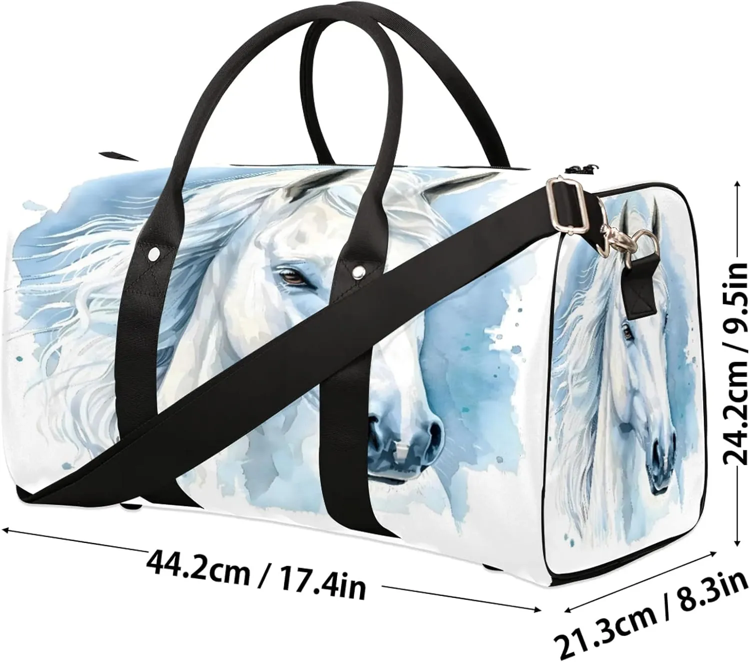Horse Animal Travel Duffle Bag, Sports Gym Bags for Women Men, Carry On Weekender Overnight Workout Airplane Trips Bag