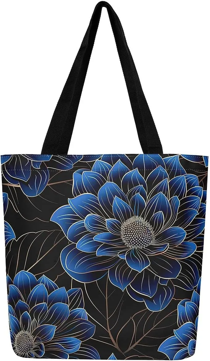 Horses Canvas Tote Bag,Southwestern Native Aztec Handbag Bohemian Dream Catchers Geometry Shoulder Bag