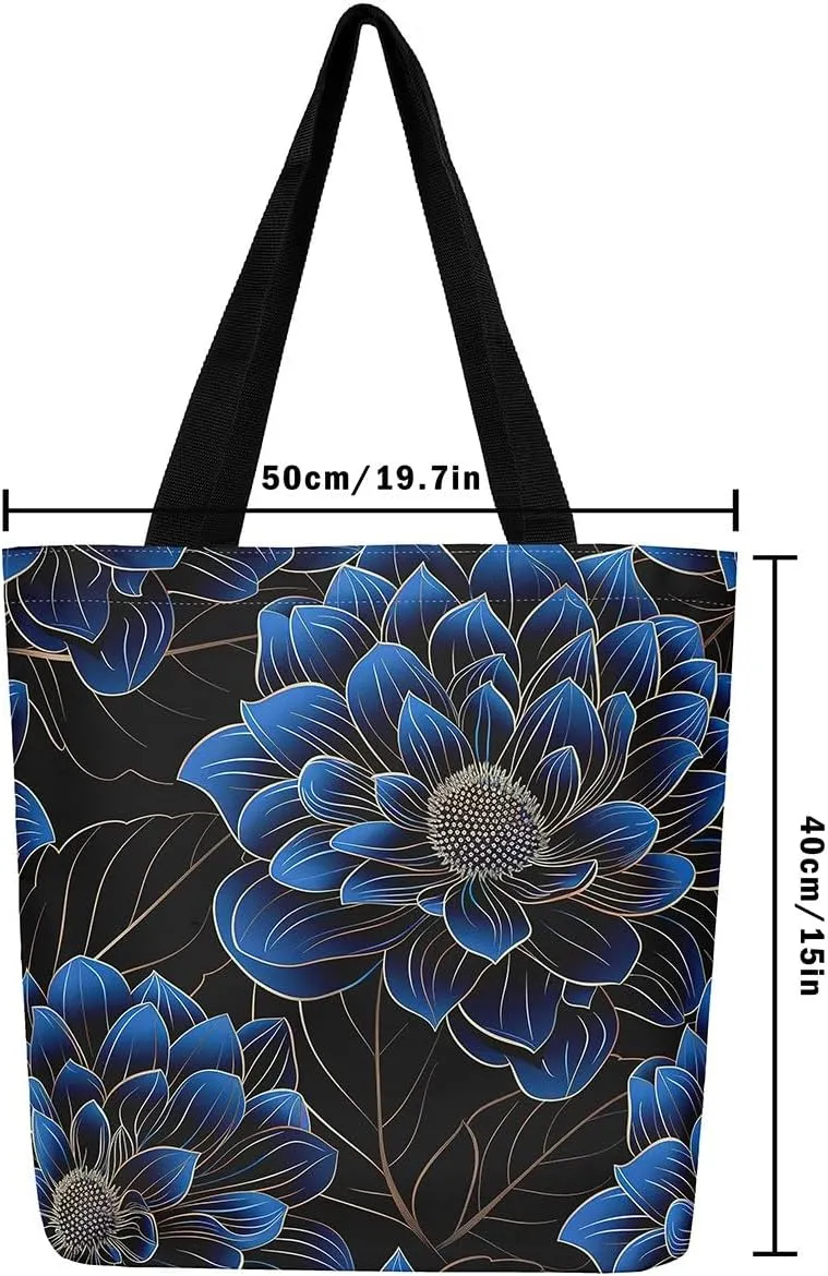 Horses Canvas Tote Bag,Southwestern Native Aztec Handbag Bohemian Dream Catchers Geometry Shoulder Bag