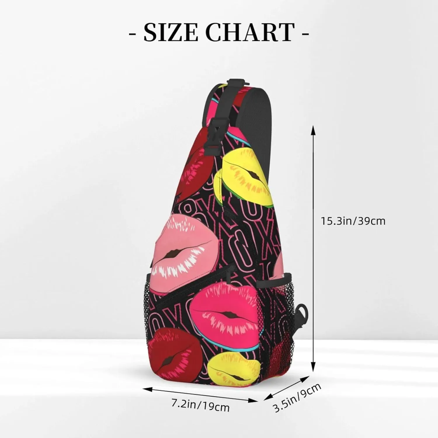 Hot Pink Red Yellow Lips Chest Sling Bag Crossbody Shoulder Backpack Bag Gym Cycling Daypack Travel Hiking Cross Bag