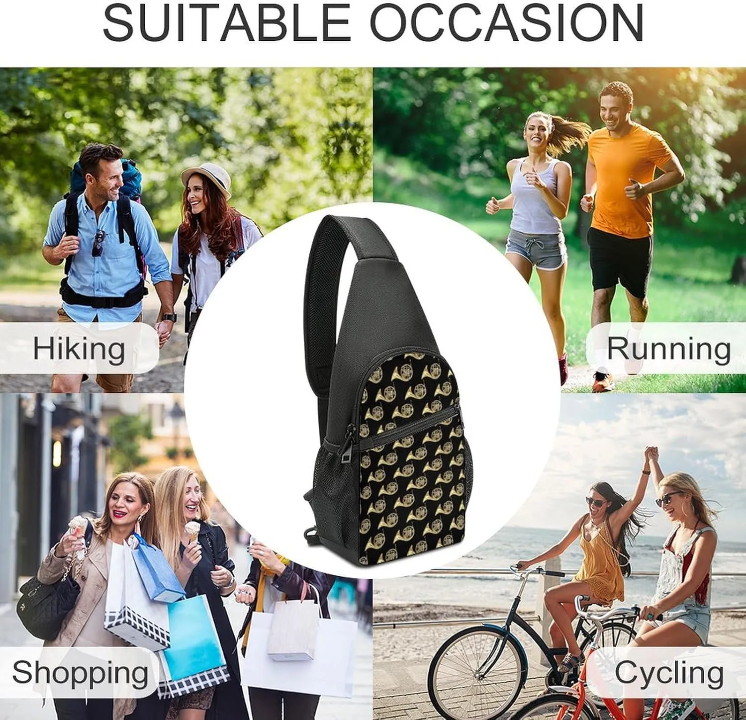 Hotdog Fun Food Hot Dog Large Capacity Portable Chest Bag, Single Shoulder Chest Bag