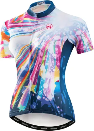 Hotlion Cycling Jersey Women Short Sleeve Bicycle Clothing Top MTB Full Zipper Bike Jerseys Clothes