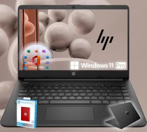 HP 14 Ultrabook • Intel 4-Core CPU • Back to School Limited Edition with Microsoft 365 • 16GB RAM • 1.6TB Storage (128GB OnBoard withHP 512GB P500 Portable SSD   1TB OneDrive) • Win 11 Pro • Black