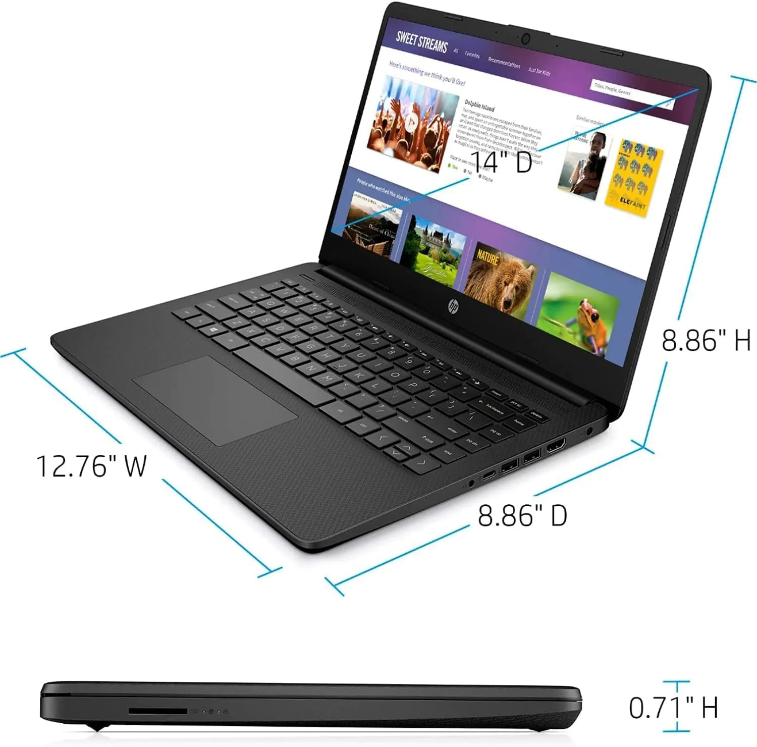 HP 14 Ultrabook • Intel 4-Core CPU • Back to School Limited Edition with Microsoft 365 • 16GB RAM • 1.6TB Storage (128GB OnBoard withHP 512GB P500 Portable SSD   1TB OneDrive) • Win 11 Pro • Black