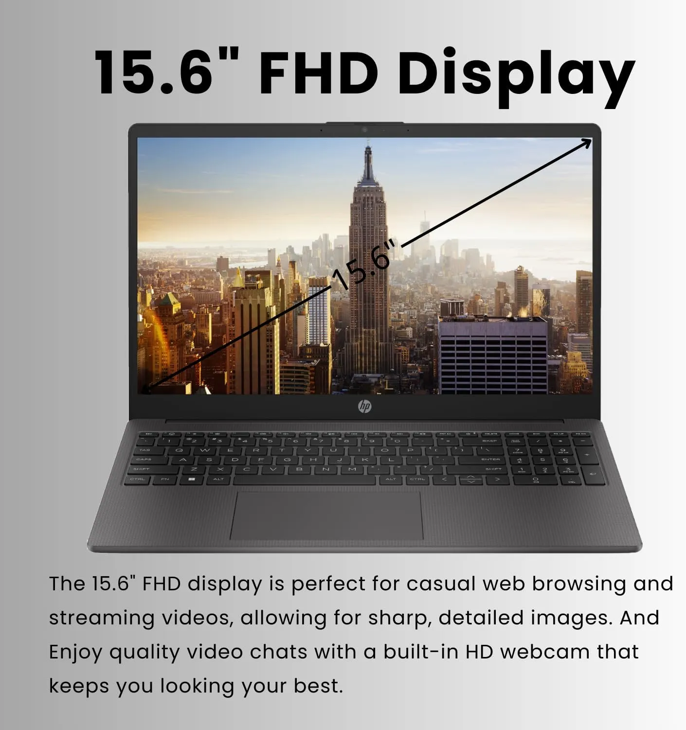 HP 255 G10 15.6" FHD Business Laptop, AMD Ryzen 7 7730U, 16GB RAM, 512GB PCIe SSD, Numeric Keypad, Webcam, Wi-Fi 6, HDMI, Windows 11 Pro, Black