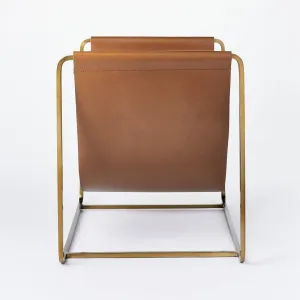 HUF 16.25" H x 14" W x 18" D Brown Metal Modern Indoor Firewood Rack with Bronze Finish and Leather Sling
