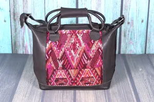 Huipil Day Bag Purse Diaper Bag (medium)  Black Leather
