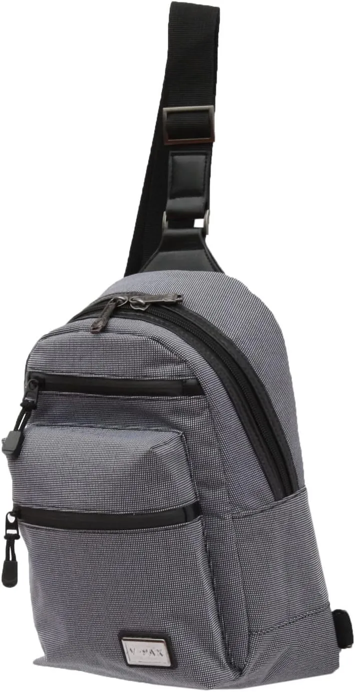 Hybrid & Company Crossbody Sling Shoulder Bag Travel Hiking Chest Daypack SILVER 13 Inch