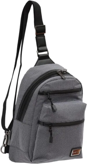 Hybrid & Company Crossbody Sling Shoulder Bag Travel Hiking Chest Daypack SILVER 13 Inch