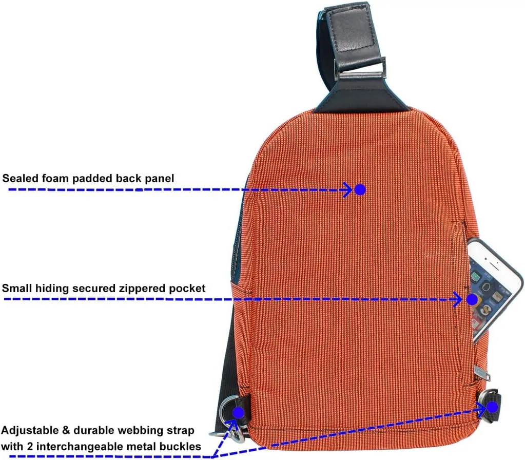 Hybrid & Company Crossbody Sling Shoulder Bag Travel Hiking Chest Daypack SILVER 13 Inch