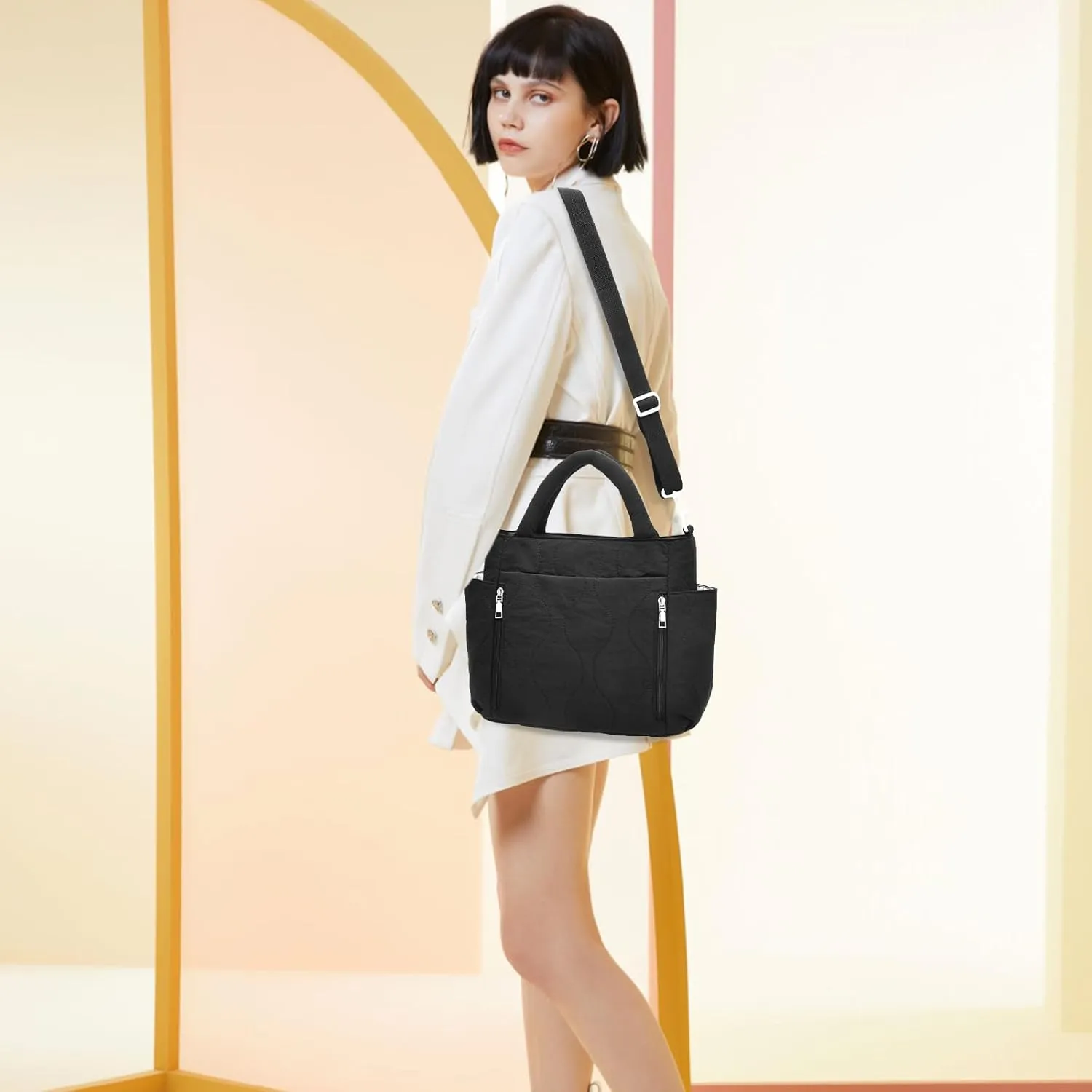 I IHAYNER Puffer Tote Bag for Women Lightweight Top Handle Handbag Large Shoulder Bag with Zipper for Travel Work