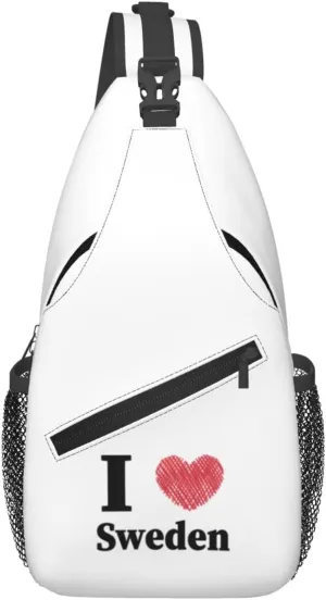 I Love Sweden Crossbody Bags For Women Men Chest Backpack Gym Shoulder Bag Travel Outdoor Sports Casual Crossbody Bags