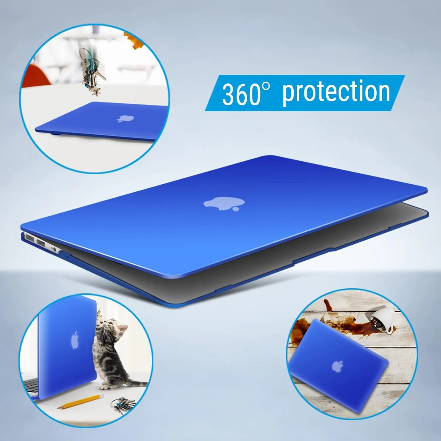 IBENZER Compatible with Old Version MacBook Air 13 Inch Case (2017-2010 Release), Models: A1466/A1369, Plastic Hard Shell Case with Keyboard & Screen Cover for Mac Air 13, Royal Blue, A13RBL 2 N