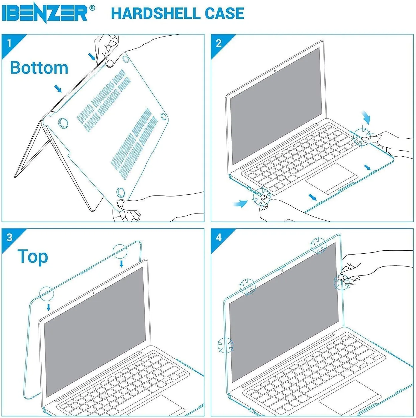 IBENZER Compatible with Old Version MacBook Air 13 Inch Case (2017-2010 Release), Models: A1466/A1369, Plastic Hard Shell Case with Keyboard & Screen Cover for Mac Air 13, Royal Blue, A13RBL 2 N