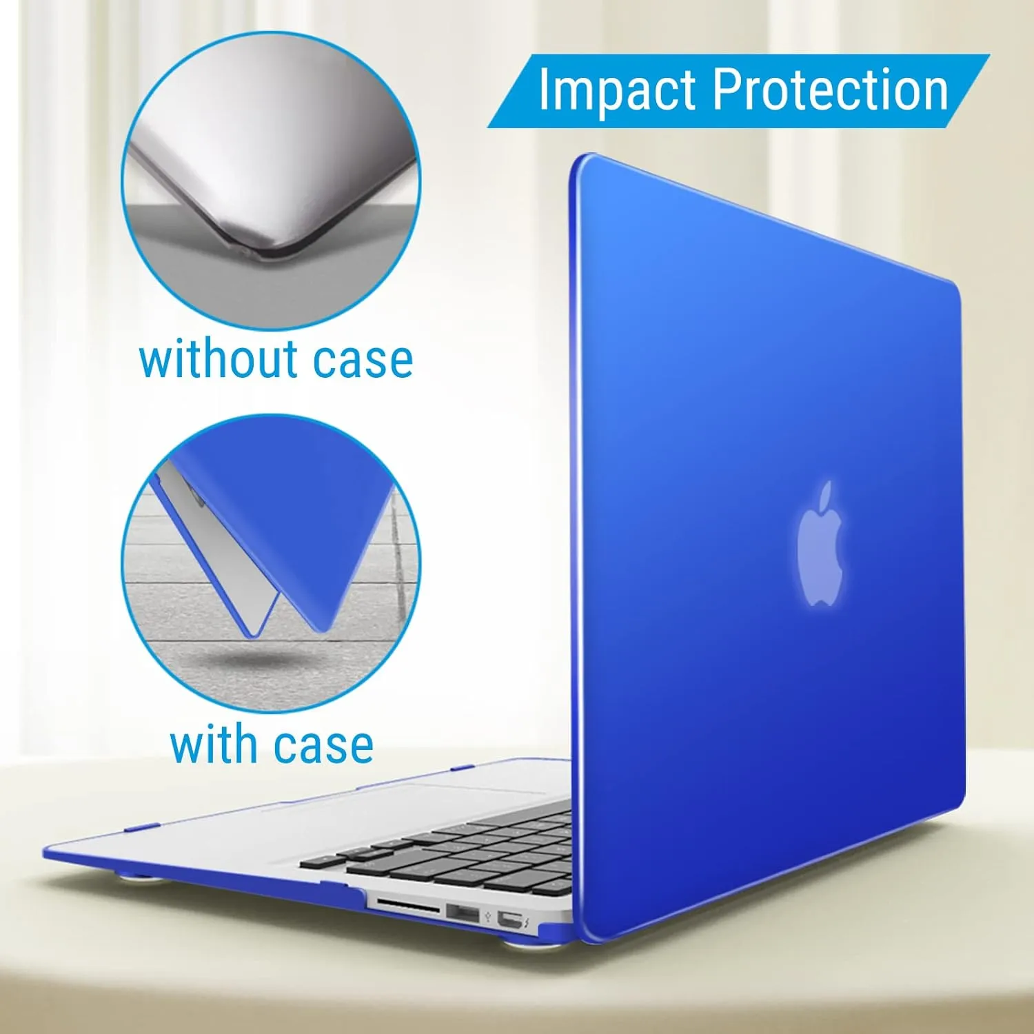 IBENZER Compatible with Old Version MacBook Air 13 Inch Case (2017-2010 Release), Models: A1466/A1369, Plastic Hard Shell Case with Keyboard & Screen Cover for Mac Air 13, Royal Blue, A13RBL 2 N