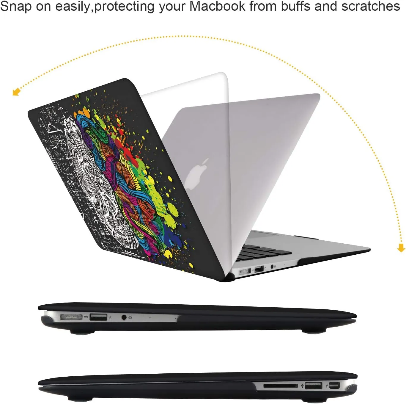iCasso for MacBook Air 13 inch Case (Release 2010-2017 Older Version), Plastic Hard Shell Protective Case & Keyboard Cover Only for MacBook Air 13 Inch Model A1466/A1369- Brain