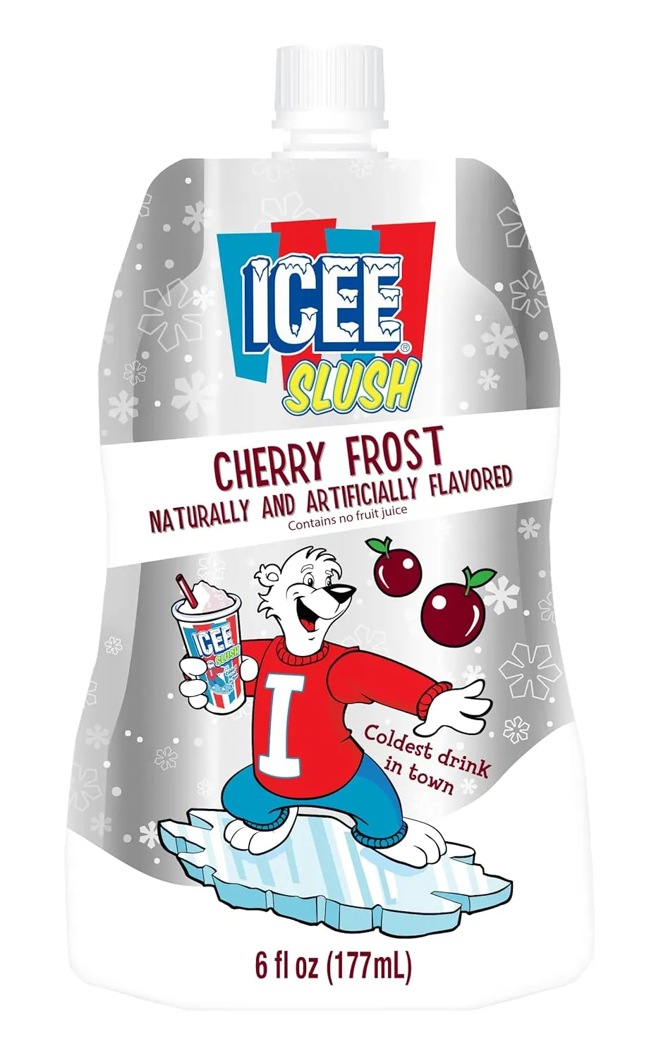 Icee Slush Cherry Frost Frozen Fruit Juice 6 fl oz Pouches - Just Freeze & Squeeze for Instant Slushy Maker, Great for Birthday Party, Lunchbox, No Icee Machine Needed, 24 Pack