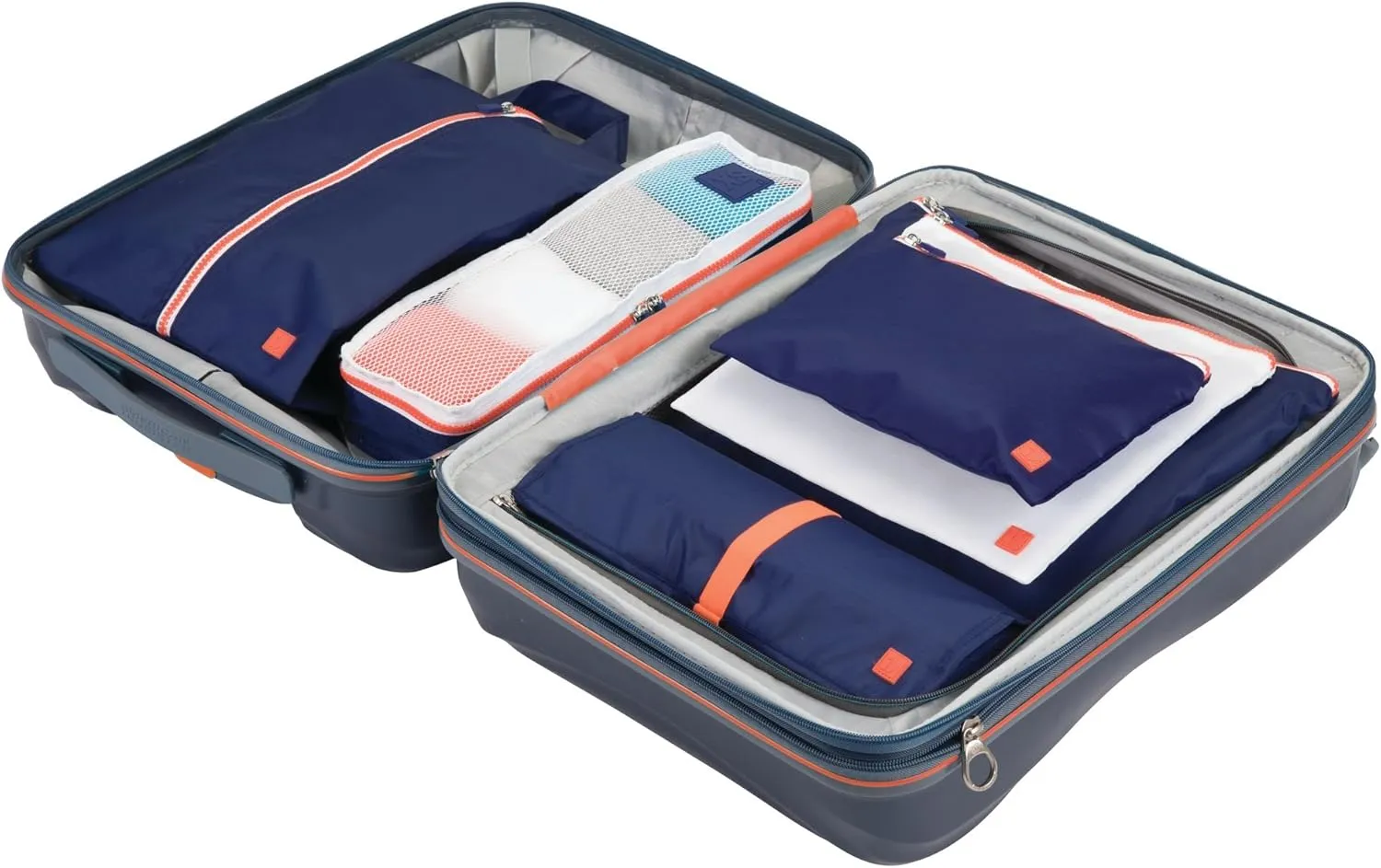 iDesign Packing Pouches (Set of 3) Navy/Orange Travel Bag, 3 Count