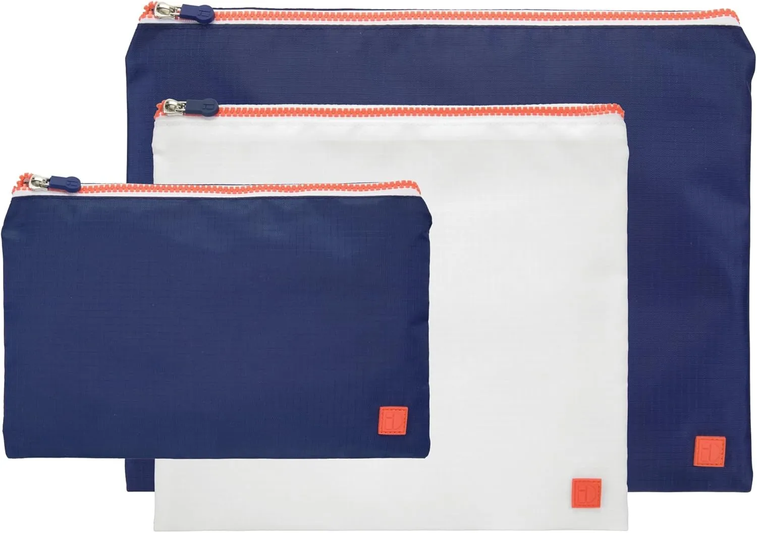 iDesign Packing Pouches (Set of 3) Navy/Orange Travel Bag, 3 Count