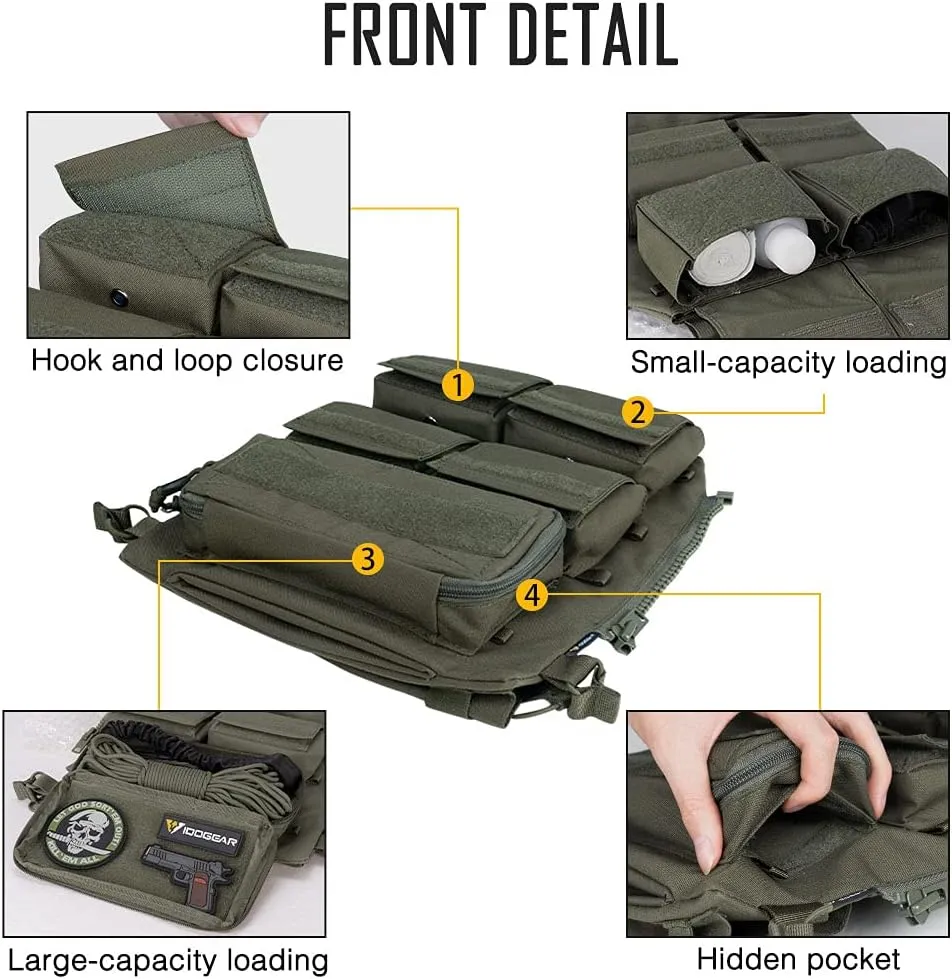 IDOGEAR Tactical Pouches Zip-on Panel Pouch Military Vest Accessory Bag for JPC 2.0 AVS CPC Vest