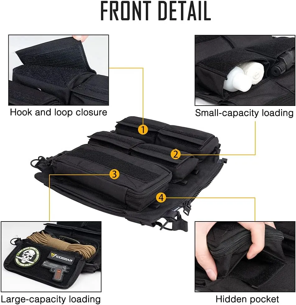 IDOGEAR Tactical Pouches Zip-on Panel Pouch Military Vest Accessory Bag for JPC 2.0 AVS CPC Vest
