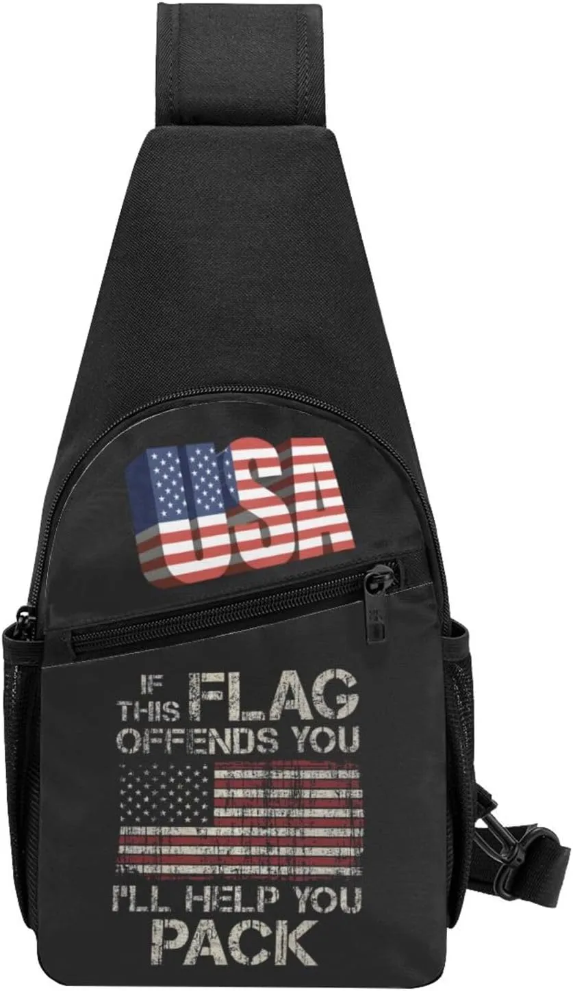 If This Flag Offends You, I'll Help You Pack，Fashion One-Shoulder Bag，Anti-Theft Crossbody Shoulder Chest Bag