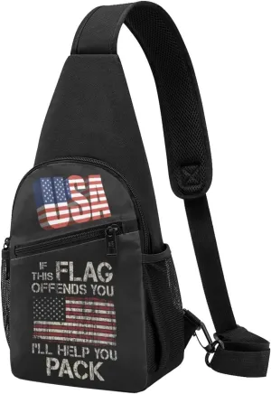 If This Flag Offends You, I'll Help You Pack，Fashion One-Shoulder Bag，Anti-Theft Crossbody Shoulder Chest Bag