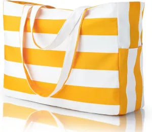 Iioscre Beach Bag for Women,Waterproof Beach Tote with Zipper and Pocket, Sandproof Large Swim Pool Bag for Travel