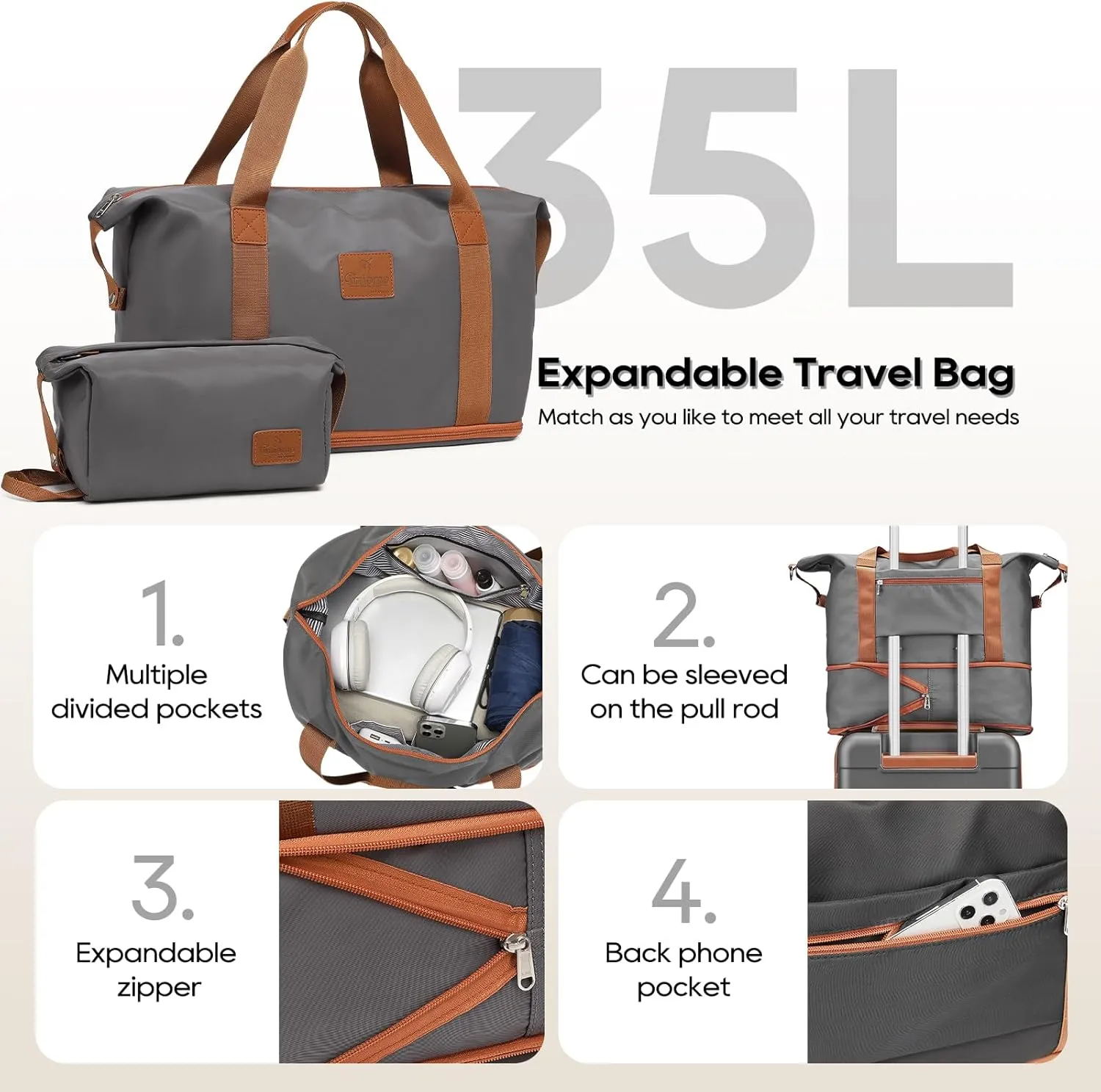 imiomo Carry on Luggage Airline Approved with TSA Lock, Hard Shell 20 Inch Travel Carry-on Suitcase with Spinner Wheels and Charging Port, Grey